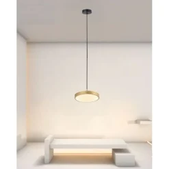 LAMPADARIO A SOSPENSIONE LED 40W ORO CERCHIO TONDO MODERNO MINIMAL LUCE 4000K 32910