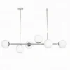 LAMPADARIO A SOSPENSIONE ARGENTO CON 6 SFERE BOLLE BIANCHE IN VETRO ATTACCO G9 33733