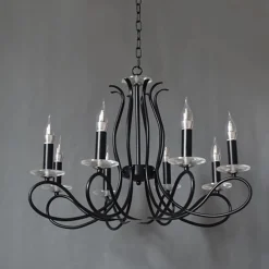 LAMPADARIO CLASSICO 8 BRACCI E14 DA SOFFITTO LAMPADA A SOSPENSIONE NERO ELEGANTE 00514