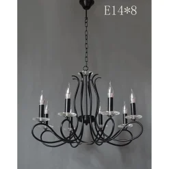 LAMPADARIO CLASSICO 8 BRACCI E14 DA SOFFITTO LAMPADA A SOSPENSIONE NERO ELEGANTE 00514