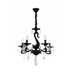 LAMPADARIO CLASSICO ATTACCO E14 5 BRACCI CON PENDENTI IN ACRILICO LAMPADA A15-5