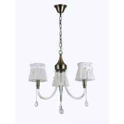 LAMPADARIO CLASSICO BRONZO BIANCO A 3 BRACCI LAMPADA DA SOFFITTO A SOSPENSIONE 92402