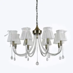 LAMPADARIO CLASSICO BRONZO BIANCO A 8 BRACCI LAMPADA DA SOFFITTO A SOSPENSIONE 92389