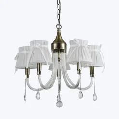 LAMPADARIO CLASSICO BRONZO BIANCO A 5 BRACCI LAMPADA DA SOFFITTO A SOSPENSIONE 92396