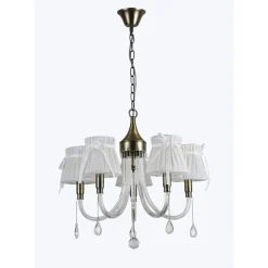 LAMPADARIO CLASSICO BRONZO BIANCO A 5 BRACCI LAMPADA DA SOFFITTO A SOSPENSIONE 92396