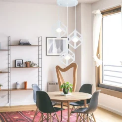 LAMPADARIO DA SOFFITTO A SOSPENSIONE 3 CUBI 3D STILE GEOMETRICO ATTACCO E27 IP20 LP-47