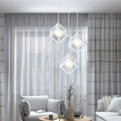 LAMPADARIO DA SOFFITTO A SOSPENSIONE 3 CUBI 3D STILE GEOMETRICO ATTACCO E27 IP20 LP-47