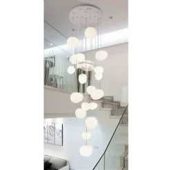 LAMPADARIO DA SOFFITTO A SOSPENSIONE LAMPADA MODERNO CON 19 SFERE GOCCE G9 B95