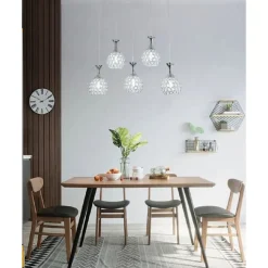 LAMPADARIO DA SOFFITTO A SOSPENSIONE PLAFONIERA SFERE CRISTALLI ATTACCO G9 B26