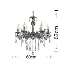 LAMPADARIO DA SOFFITTO DESIGN CLASSICO 6 BRACCI CON PENDENTI ATTACCO E14 A03-6