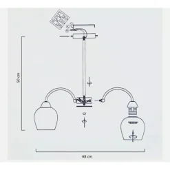 LAMPADARIO DA SOFFITTO E27 8 BRACCI MODERNO LAMPADA CON COPPE IN VETRO SOSPESA 00934