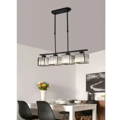 LAMPADARIO DA SOFFITTO E27 SOSPENSIONE 4 CUBI DESIGN MODERNO METALLO NERO A32-4