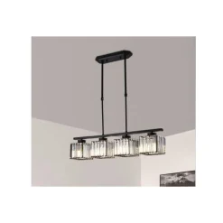 LAMPADARIO DA SOFFITTO E27 SOSPENSIONE 4 CUBI DESIGN MODERNO METALLO NERO A32-4