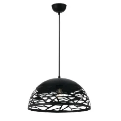 LAMPADARIO DESIGN CONTEMPORANEO PARALUME METALLO TRAFORATO SOSPENSIONE E27 A37 NERO