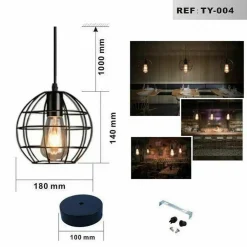 LAMPADARIO GABBIA IN METALLO INDUSTRIALE RETRO E27 PENDENTE VINTAGE TY004