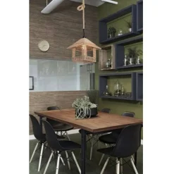 LAMPADARIO IN CORDA CANAPA STILE VINTAGE RETRO LAMPADA COUNTRY ATTACCO E27 A56