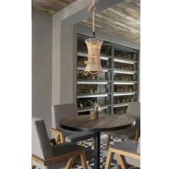 LAMPADARIO IN CORDA DI CANAPA STILE VINTAGE RETRO LAMPADA COUNTRY ATTACO E27 A55