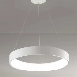 LAMPADARIO LAMPADA ANELLO ARGENTO 45CM LUCE LED SOFFITTO SOSPENSIONE PENDENTE