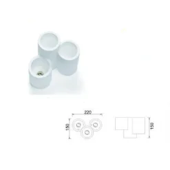 LAMPADARIO LAMPADA DA SOFFITTO PORTALAMPADA GU10 3 CILINDRI IN GESSO GS-C07-3