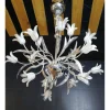 LAMPADARIO LAMPADA PENDENTE FIORI BIANCO ACCIAIO VETRO LUCE LED SOSPENSIONE SOFFITTO