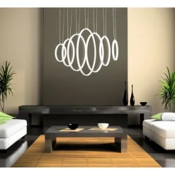 LAMPADARIO LAMPADA SOSPENSIONE ANELLI LUCE LED BIANCO FREDDO SOFFITTO PENDENTE