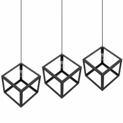 LAMPADARIO LAMPADA SOSPENSIONE CUBO 28CM DESIGN MODERNO PARALUME METALLO NERO