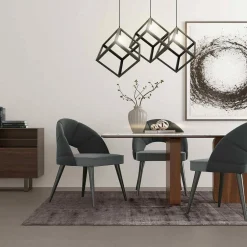 LAMPADARIO LAMPADA SOSPENSIONE CUBO 28CM DESIGN MODERNO PARALUME METALLO NERO