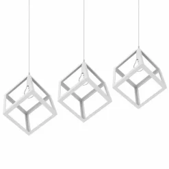 LAMPADARIO LAMPADA SOSPENSIONE CUBO 23CM DESIGN MODERNO PARALUME METALLO BIANCO