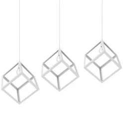 LAMPADARIO LAMPADA SOSPENSIONE CUBO 28CM DESIGN MODERNO PARALUME METALLO BIANCO
