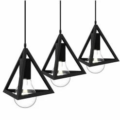 LAMPADARIO LAMPADA SOSPENSIONE PIRAMIDE 18CM DESIGN MODERNO PARALUME NERO