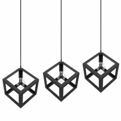 LAMPADARIO LAMPADA SOSPENSIONE CUBO 18CM DESIGN MODERNO PARALUME METALLO NERO