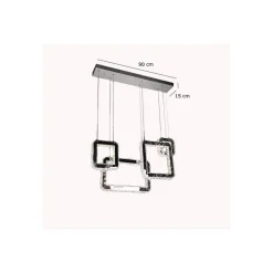 LAMPADARIO LED 55 W A SOSPENSIONE CON CRISTALLI LUCE FREDDA 6500K 4 PENDENTI A17