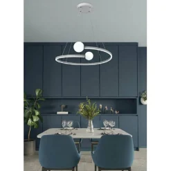 LAMPADARIO LED 34 W A SOSPENSIONE DESIGN MODERNO IN ALLUMINIO PVC LUCE 6500K A58