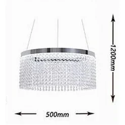 LAMPADARIO LED 35 W SOSPESO CERCHIO CON PENDENTI CRISTALLO LUCE FREDDA 8000K B70