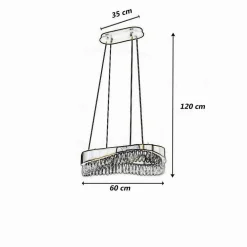 LAMPADARIO LED A SOSPENSIONE ORO 35 W CON CRISTALLI CONTEMPORANEO LUCE 6500K B78