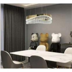 LAMPADARIO LED A SOSPENSIONE ORO 35 W CON CRISTALLI CONTEMPORANEO LUCE 6500K B78