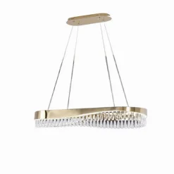 LAMPADARIO LED A SOSPENSIONE ORO 45W CON CRISTALLI CONTEMPORANEO LUCE FREDDA B77