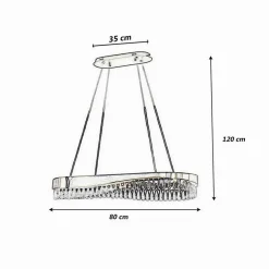 LAMPADARIO LED A SOSPENSIONE ORO 45W CON CRISTALLI CONTEMPORANEO LUCE FREDDA B77