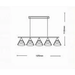 LAMPADARIO LED A SOSPENSIONE 16WATT NERO CON 5 LUCI 3 COLORAZIONI DI LUCE A69-3C