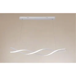 LAMPADARIO LED A SOSPENSIONE 48W BIANCO SPIRALE ONDULATO VORTICE INTRECCIATO LUCE 4000K 32484