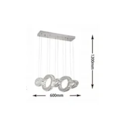 LAMPADARIO LED A SOSPENSIONE 42WATT 5 ANELLI CON CRISTALLI LUCE FREDDA 8000K B58