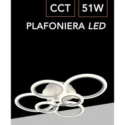 LAMPADARIO LED CCT 3 TONALITÀ 3000K-6500K PLAFONIERA 51W CON 6 CERCHI DESIGN MODERNO C08-3C