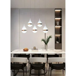 LAMPADARIO LED DA SOFFITTO MODERNO CON DESIGN A 5 GOCCE ORO 53W LUCE FREDDA 6500K LP-44OF