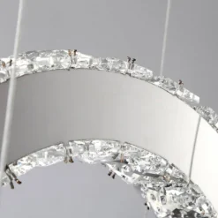 LAMPADARIO LED DESIGN MODERNO CERCHI DI CRISTALLO 25 WATT LUCE BIANCO FREDDO B34