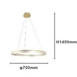 LAMPADARIO LED MODERNO A SEMICERCHIO 100W A SOSPENSIONE LUCE 6500K 70CM ORO 33443