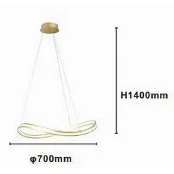 LAMPADARIO LED MODERNO A FIOCCO 100W LAMPADA A SOSPENSIONE LUCE 4000K 70CM ORO 33412