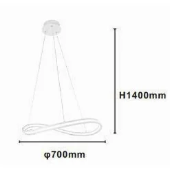 LAMPADARIO LED MODERNO A FIOCCO 100W LAMPADA A SOSPENSIONE LUCE 4000K 70CM BIANCO 33399