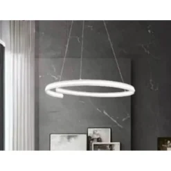 LAMPADARIO LED MODERNO A SEMICERCHIO 100W A SOSPENSIONE LUCE 6500K 70CM BIANCO 33429