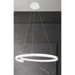 LAMPADARIO LED MODERNO A SEMICERCHIO 100W A SOSPENSIONE LUCE 6500K 70CM BIANCO 33429