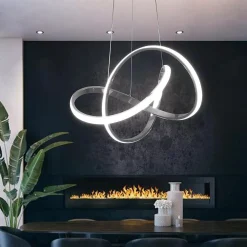 LAMPADARIO LED MODERNO INTRECCIATO 60W IP20 CROMATO CCT TRIPLA COLORAZIONE LUCE A50-A3C